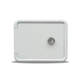 B&B Molders 6" x 5" Multi-Purpose Hatch, Flat Back, Key Lock, Polar White : BBT-701-040-94298