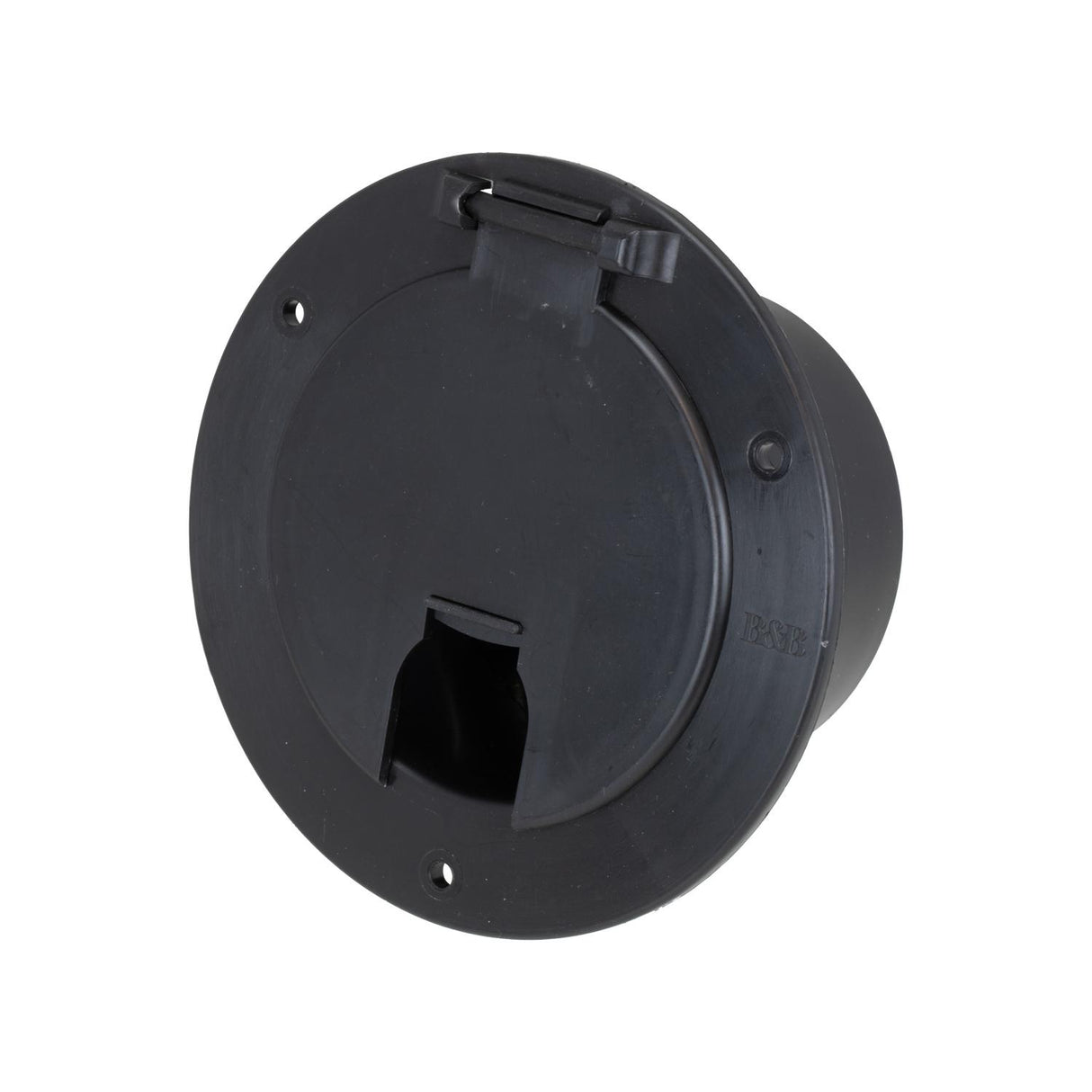 B&B Molders Deluxe Round Electric Cable Hatch with Back, Black : BBT-713-038-00009
