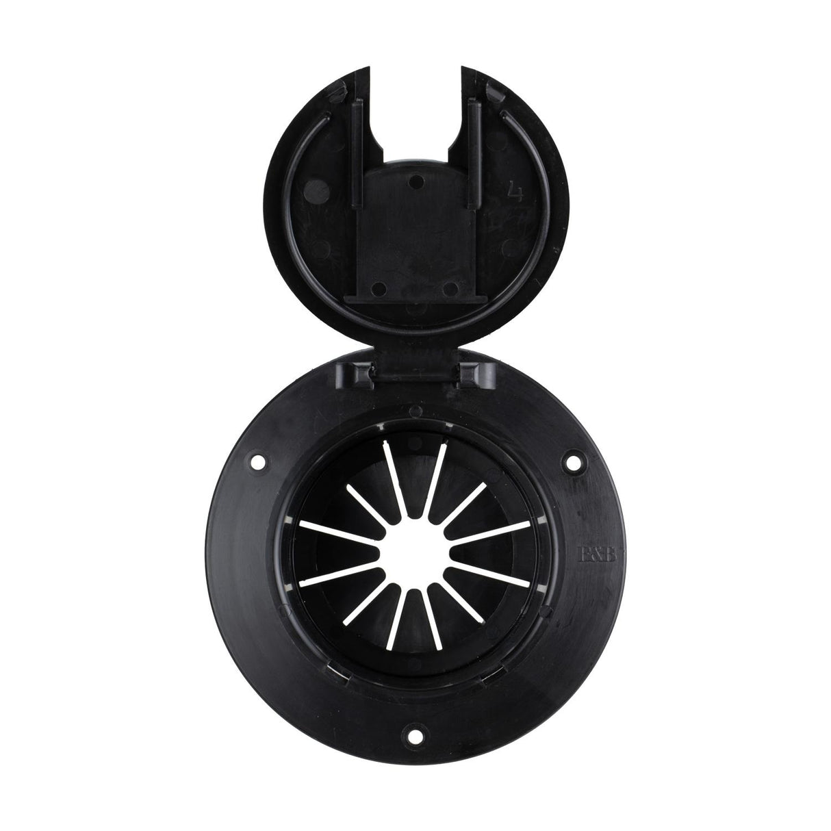 B&B Molders Deluxe Round Electric Cable Hatch with Back, Black : BBT-713-038-00009