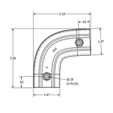 2" Radius Top Rear Corner Extrusion Cover, Black : BBT-722-023-00046