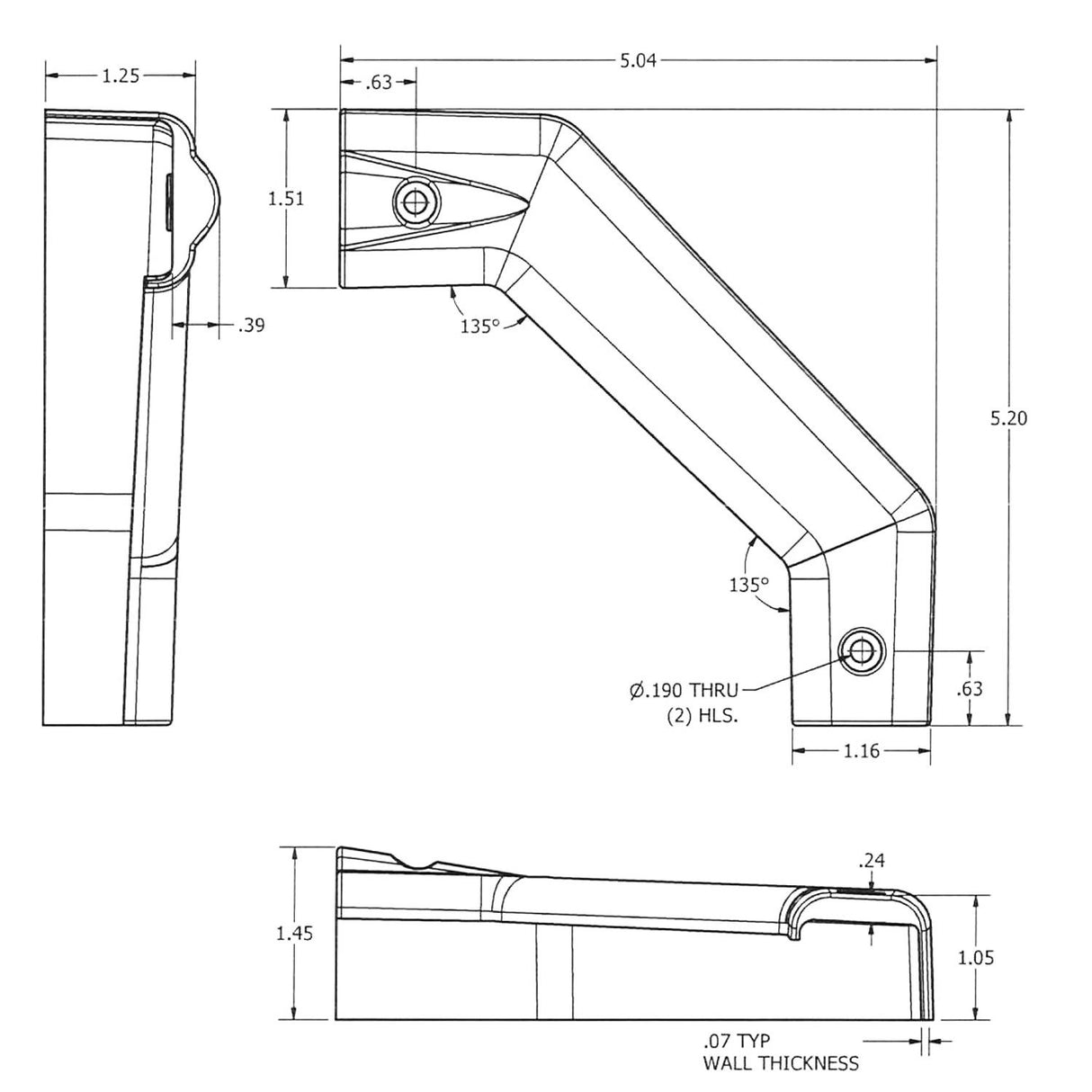 B&B Molders Bottom Left Corner Angled Extrusion Cover, White : BBT-722-023-00074