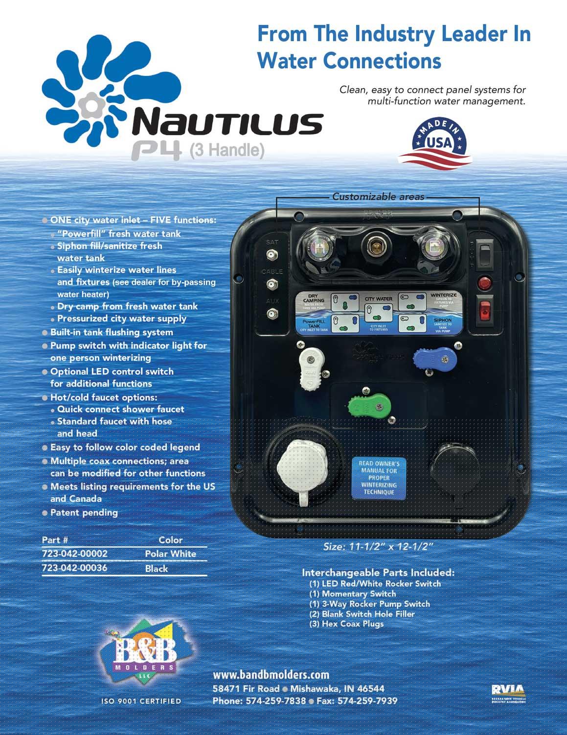 Nautilus P4, 3 Handle, H2O System, Polar White : BBT-722-042-00002