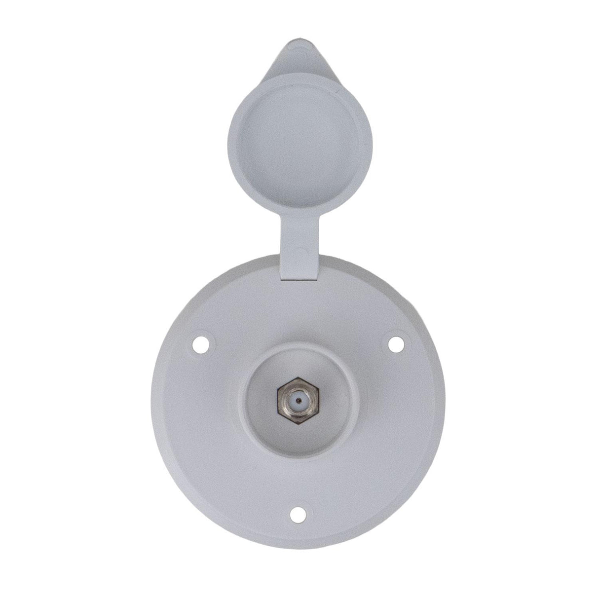 B&B Molders Weatherproof Round Exterior Cable TV Plate with Cover, White : BBT-723-005-00041