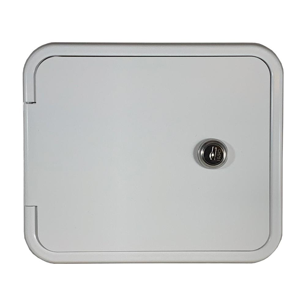 B&B Molders 6" x 7" Multi-Purpose Hatch, Flat Back, Key Lock, Polar White : BBT-723-040-00038