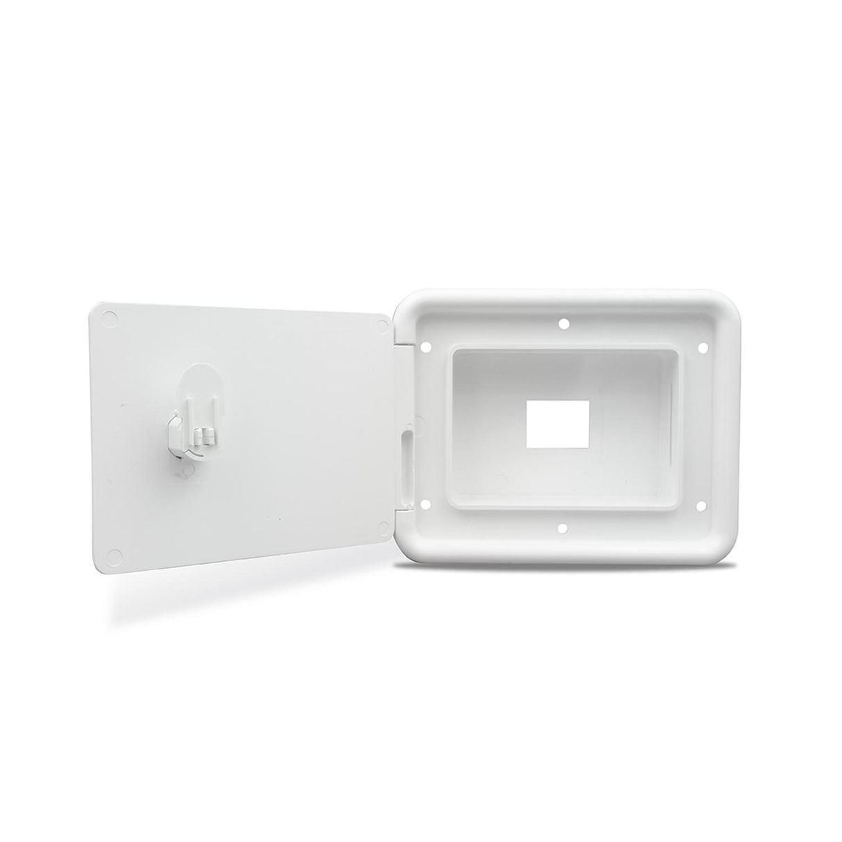 B&B Molders Multi-Purpose Hatch, Square Hole Back, Plastic Thumb Lock, Polar White : BBT-723-040-00070