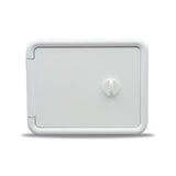 B&B Molders Multi-Purpose Hatch, Square Hole Back, Plastic Thumb Lock, Polar White : BBT-723-040-00070
