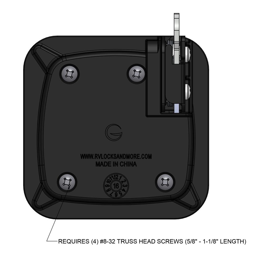 Global Link Rotary Pro Baggage Lock, Black Powder Coat : BLL-60301-2006-1PK