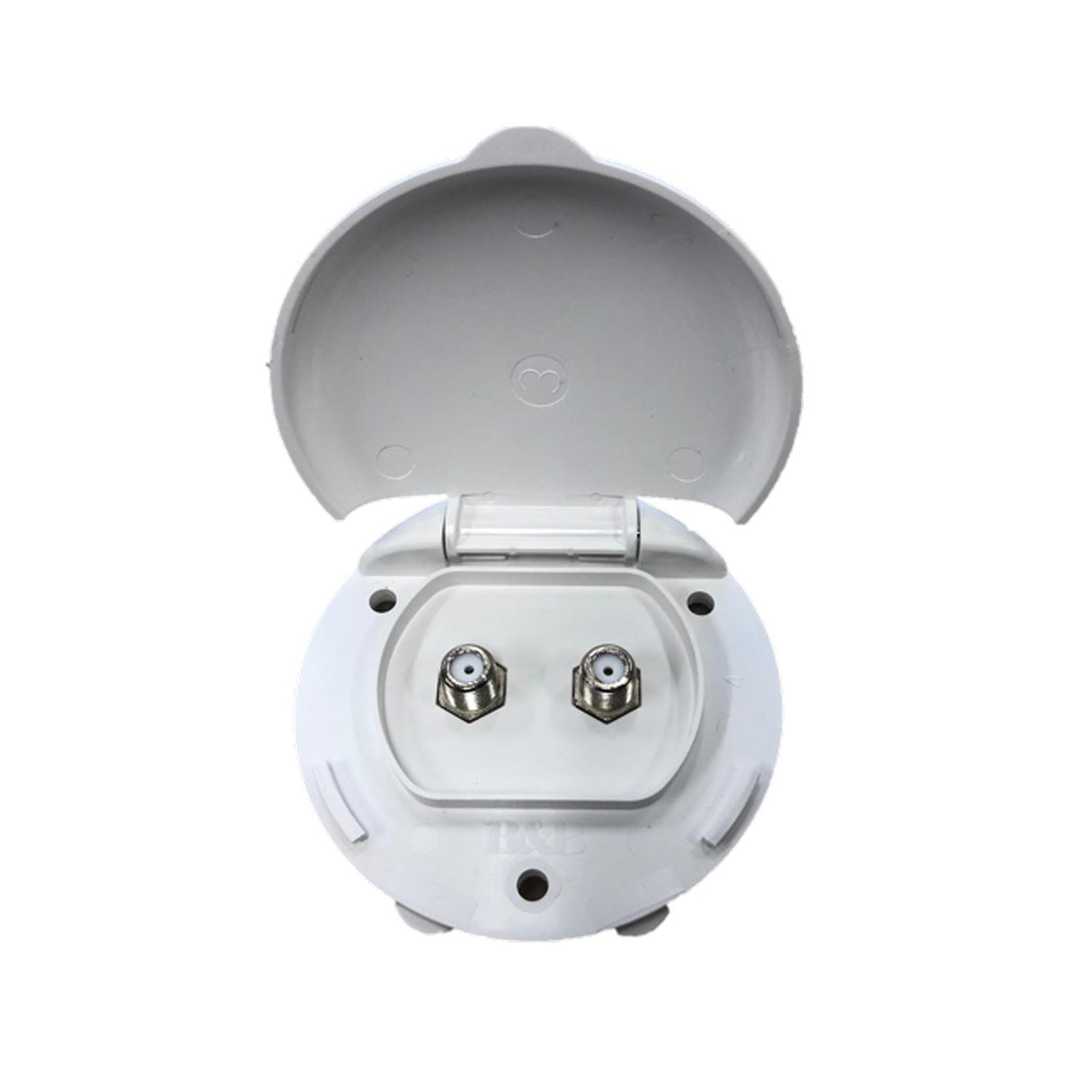 B&B Molders Compact Enclosure Dual Coax TV Cable Outlets, White : CP-DUALCOAX-WHT