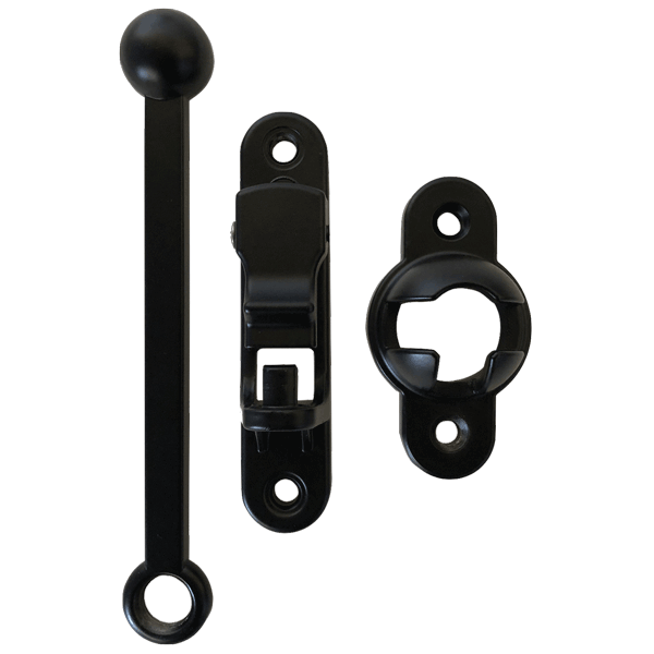 Global Link 6" Ball Socket Door Holdback, Non-Corrosive Aluminum, Black Powder Coat : DH-BS6-BLK