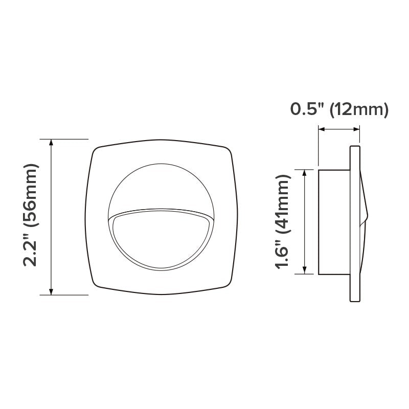 Dream Lighting 2.2" LED Square Step Light, Black Frame Warm White Light : DL-0011202W-1PK