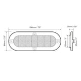 LED Oval Tail Light With Red Reflector Trim Ring : DL-T6SR1-1PK