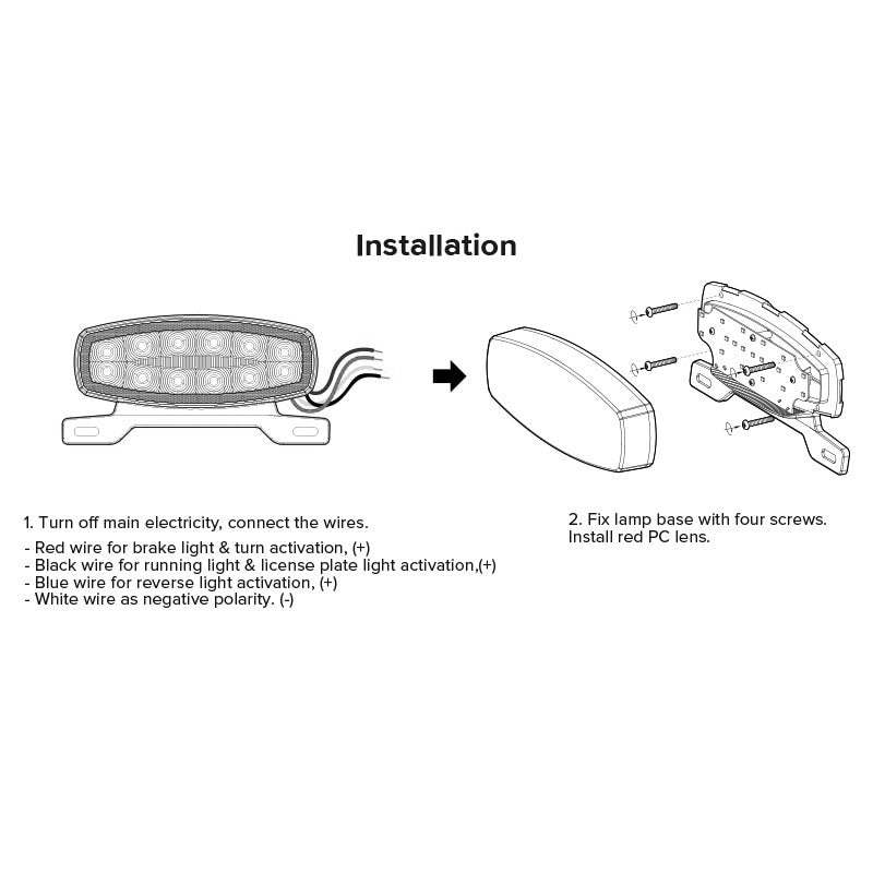 Dream Lighting LED Tail Light Combo With Backup Function And Bracket/Driver Side : DL-TCBU2SR2D-1PK