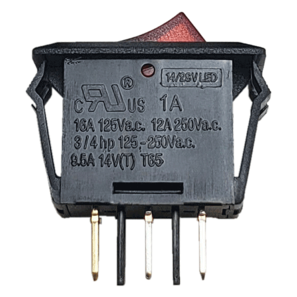 Sigma Switches Rocker Switch with Red Light, Black : EP-1A31R-BLK
