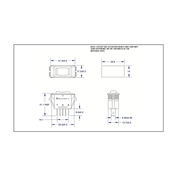 Sigma Switches Momentary ON/OFF / Momentary ON Switch Single Pole Double Throw, Black : EP-1F12-BLK