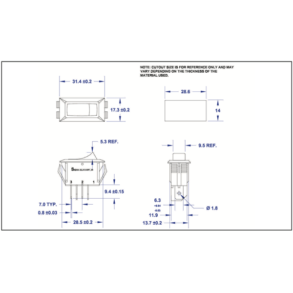 Sigma Switches OFF / Momentary ON Switch Single Pole Single Throw, White : EP-1G16U-WHT