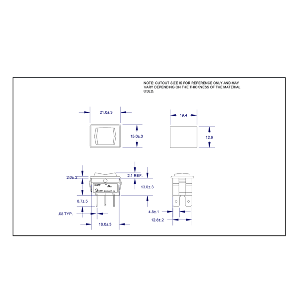 Sigma Switches OFF/Momentary ON Switch Single Pole Single Throw, Black : EP-2G11-BLK
