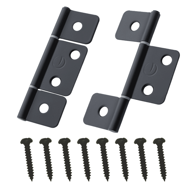 Pair of Global Link Three Leaf Non-Mortise Door Hinges, Matte Black : H-D1309-MB-2PK
