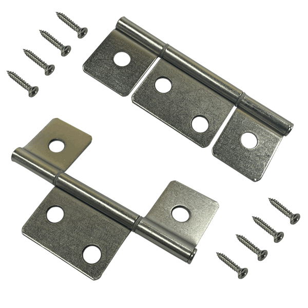 Pair of Global Link Three Leaf Non-Mortise Door Hinges, Satin Nickel : H-D1309-SN-2PK