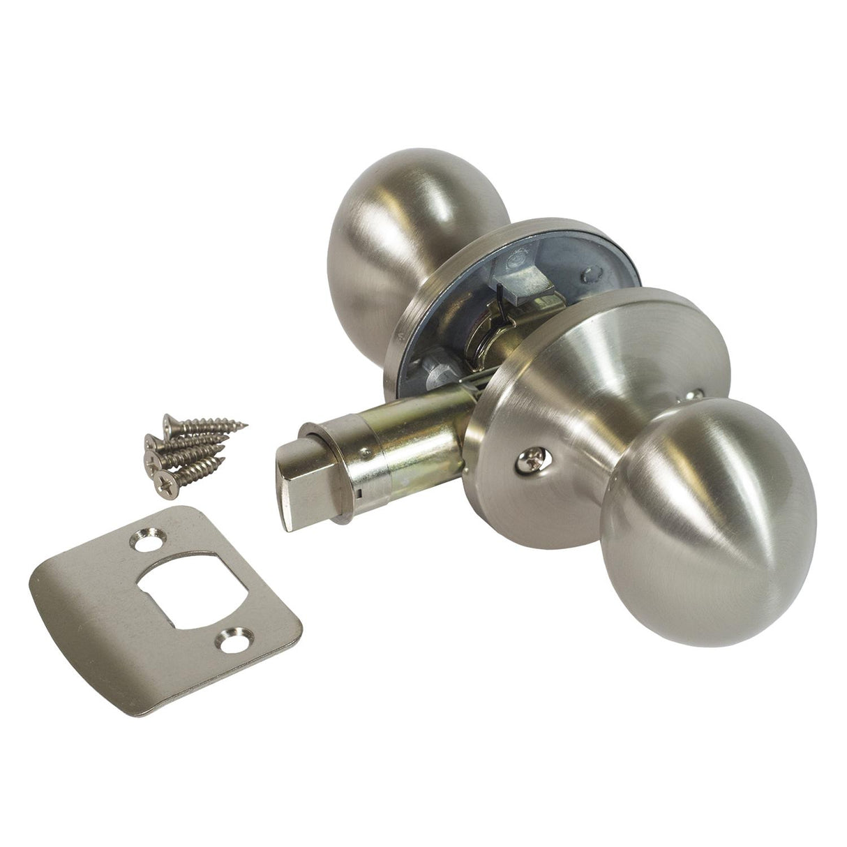Global Link RV Interior Egg Shaped Passage Door Knob, Brushed Satin Nickel : LSK-6863PS-BSN