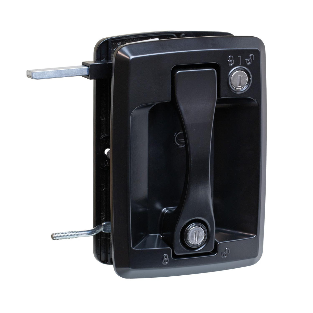 Global Link Motor Coach Entry Lock, Remote Rotary Module, Longer Dead Bolt, 1/2" Off-set Connecting Rod, Black Powder Coat : MRL-41210-2006-1PK