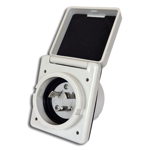 Creative Products Group Power Inlet, 30 Amp, White : PI-RV60-30A-WHT