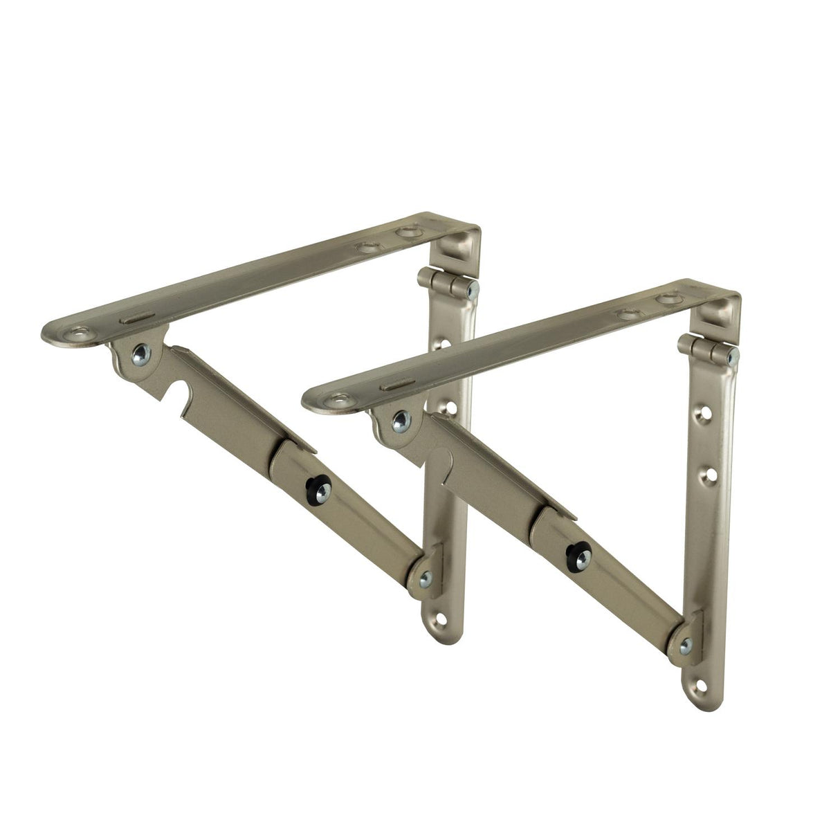 Pair of Global Link Folding Shelf Brackets, 50 lb Capacity, Satin Nickel : SH-FB8X8-SN-2PK