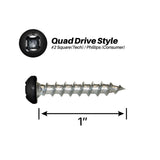 500 Pack - #8 x 1" Pan, Quad, Deep Thread - Black : SP-81PQDT2000-500