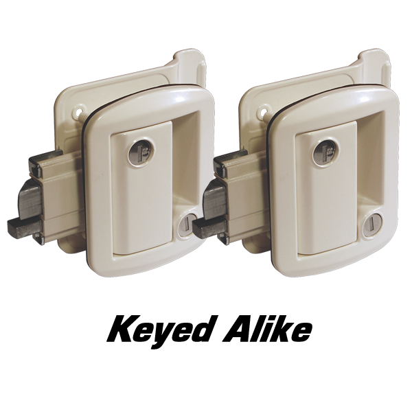 2 Global Link Classic Pro Travel Trailer Entrance Locks, Keyed Alike, White Powder Coat : TTL-43610AL-9009-2PK