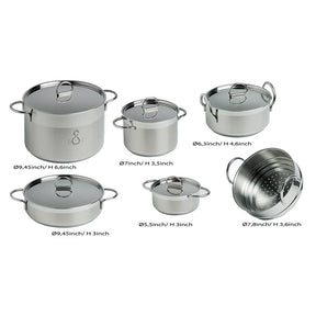 Marine Business Kitchen Cookware Pan Set SelfContaining  Stainless Steel  Set of 8 20001