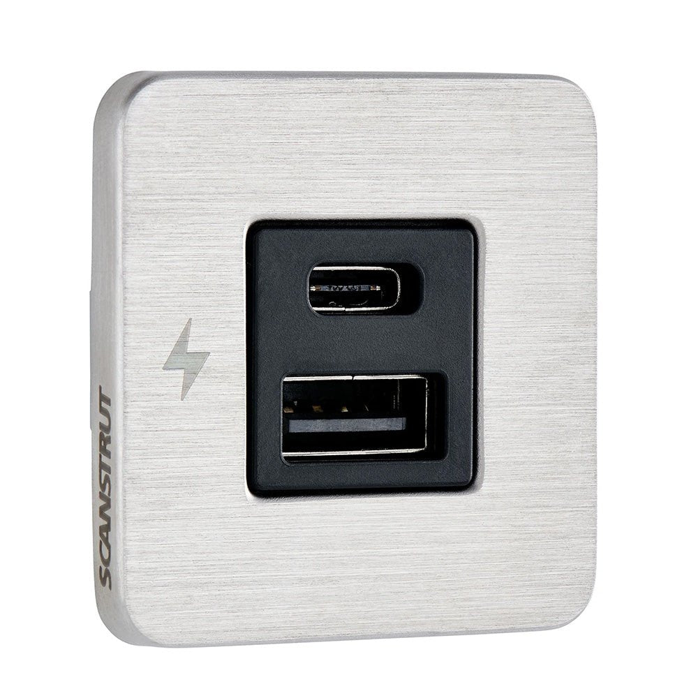 Scanstrut TILE USBAUSBC Interior Charging Socket  1224V  Stainless Steel Bezel SCTILE11