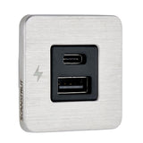 Scanstrut TILE USBAUSBC Interior Charging Socket  1224V  Stainless Steel Bezel SCTILE11