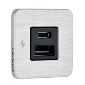 Scanstrut TILE USBAUSBC Interior Charging Socket  1224V  Stainless Steel Bezel SCTILE11