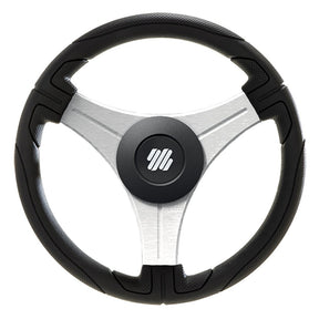 Uflex Ustica 13 Steering Wheel  Black  Polyurethane wSilver Spokes  X62 Hub USTICABS